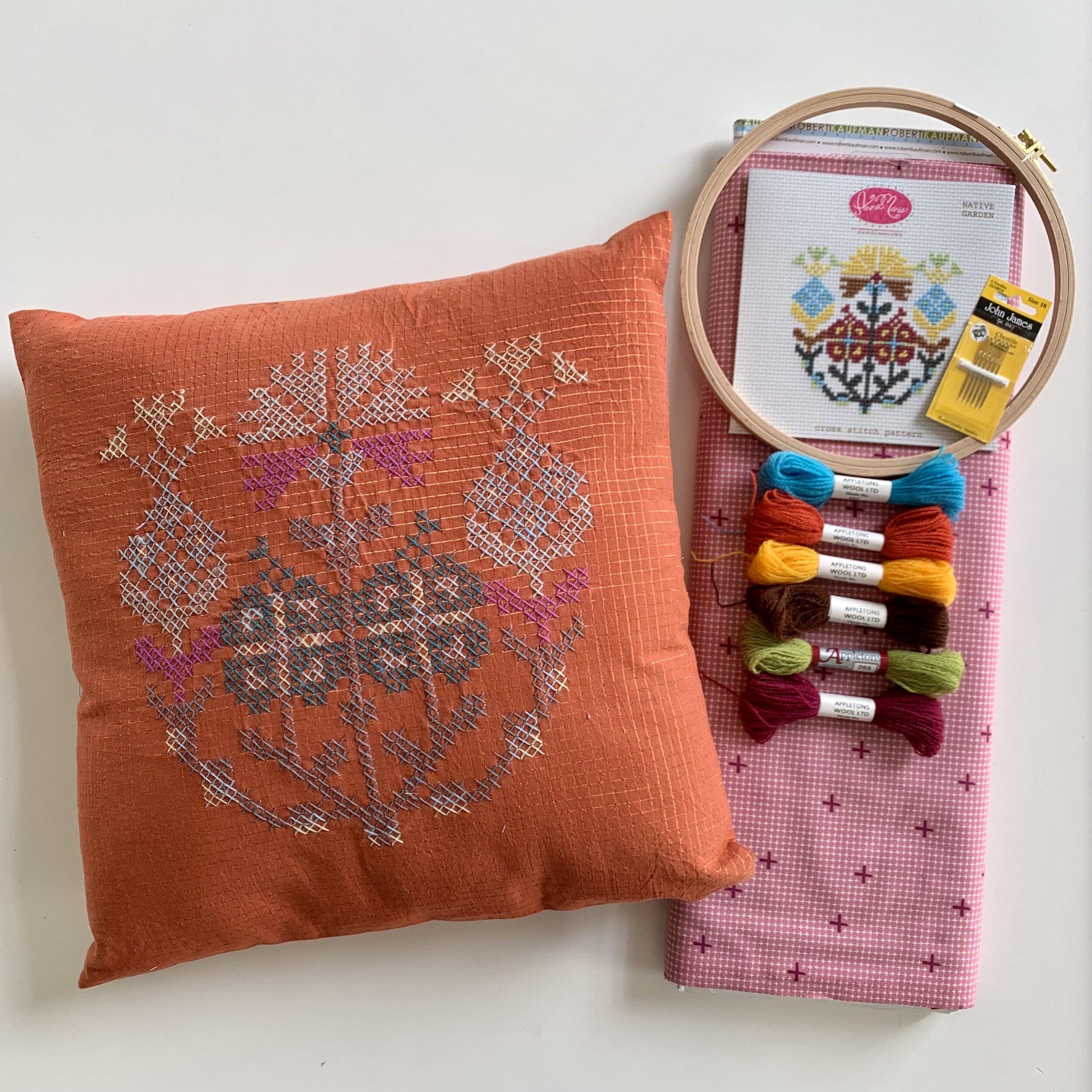 Crewel Cross Stitch Pillow Kit — Craft South