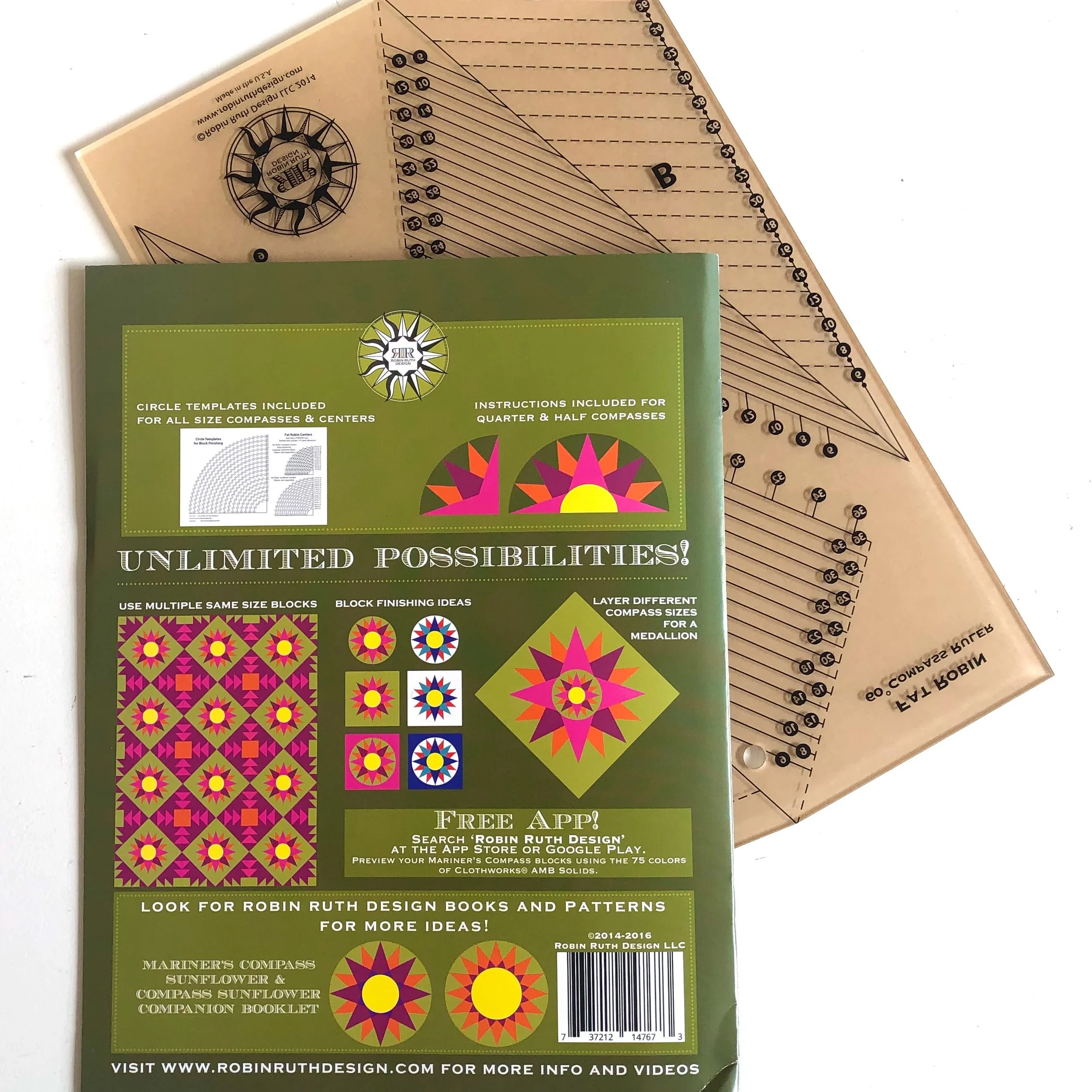 Mariner's Compass 60° Fat Robin Ruler, Robin Ruth Design — Craft South