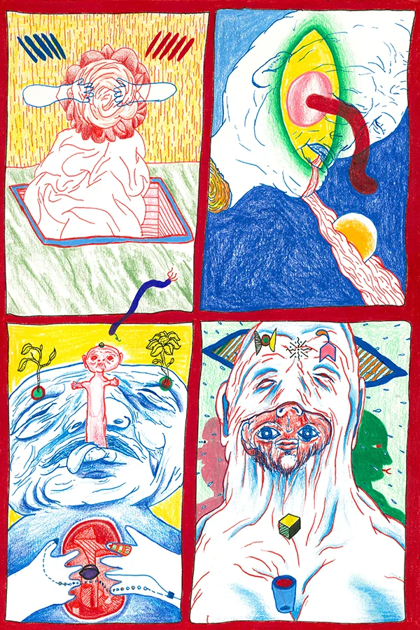 Ben Jon Miller, We Are Opening the Windows , 2017, mixed media on paper, 11.55 x 7.7 inches