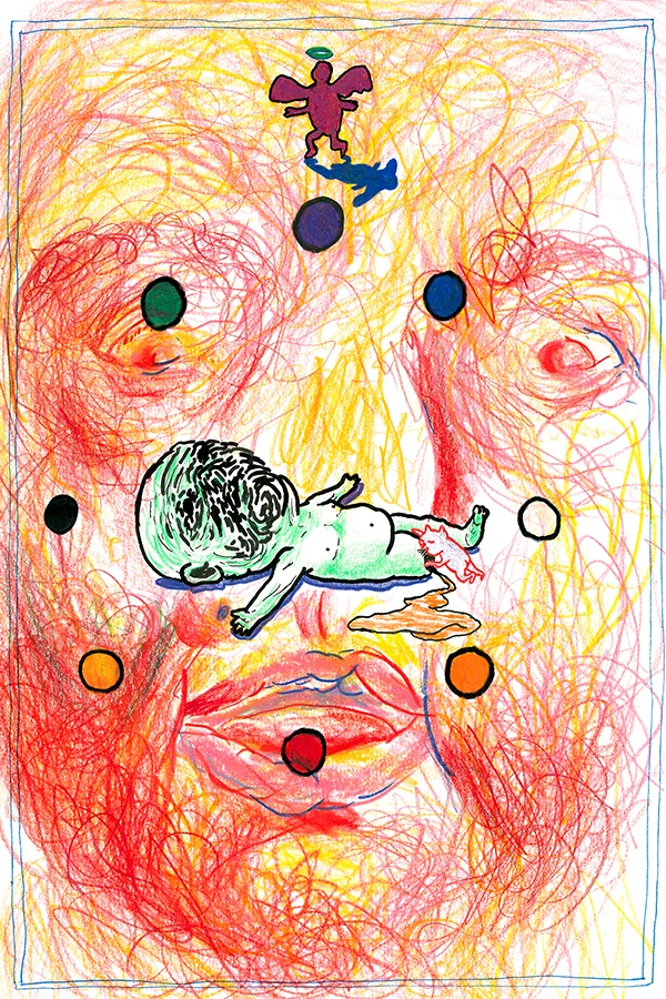 Ben Jon Miller, Angel of My Wound , 2017, mixed media on paper, 11.55 x 7.7 inches