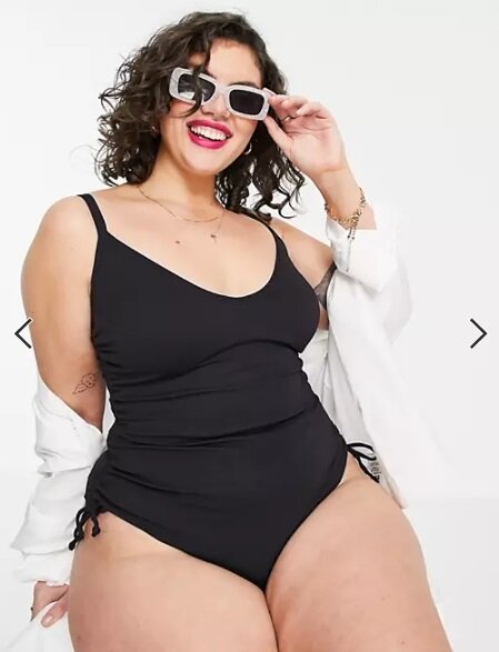 בגד ים מידות גדולות שלם שחור אופנתי גאלה אסוס עם כיווצים.jpg