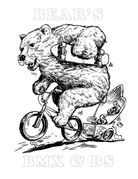 If you can Print this image you can also colour it!! If not stop in at Bears to Pick up your entry to win some very cool stuff!! This rendering was drawn up by none other than the very talented and Canada's own Jonathan Bergeron http://www.johnnycrap.com/ So stoked to have a peice from Jon and looking forward to the coloured versions from all our favourite people!! Prizes will be from the shop and will be awarded for 1st, 2nd, and 3rd place based on Age categories listed below.. Baby Cubs - Ages 2-5 Budding Cubs - Ages 6-9 Adolescent Cubs - Ages 10-13 Teenage Cubs - Ages 14-17 Bears - 18 and up Contest Entries complete with Name, Age, Parent contact #, shirt size, and shoe size must be submitted back in person to Bear's before May 14 The Winners will be announced live during Bear's B-Day Bash May 15th 2015 in support of Mental Health Awareness and the St. Paul BMX & Skate Park Initiative