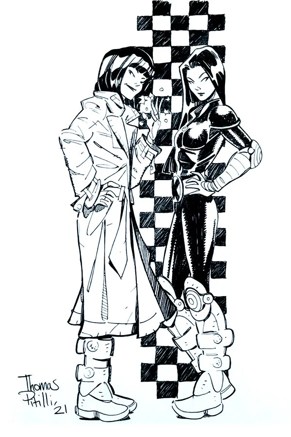 Jubilee and M (Generation X) Original Ink Drawing