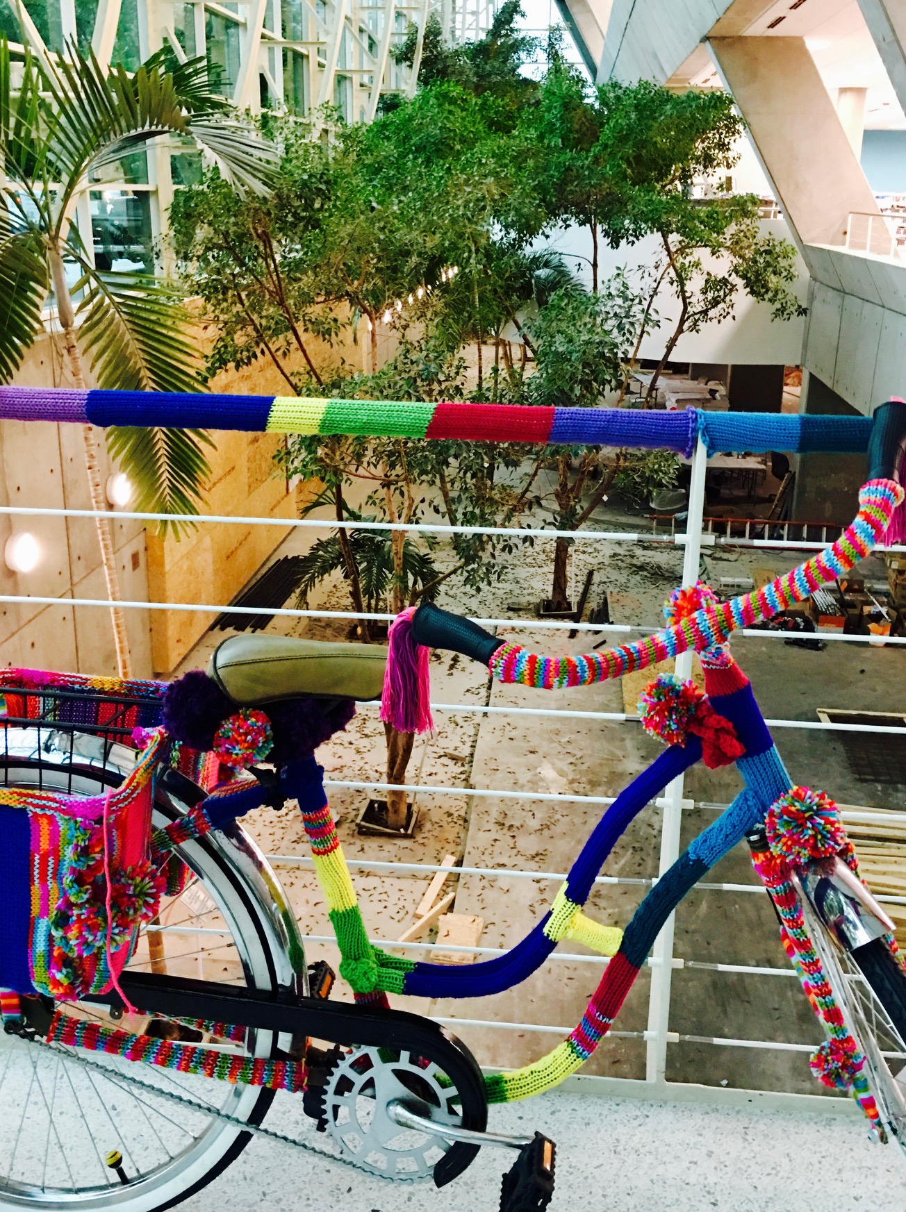 Crocheted, knitted, yarn covered, vintage bicycle. - " Welcome Home"