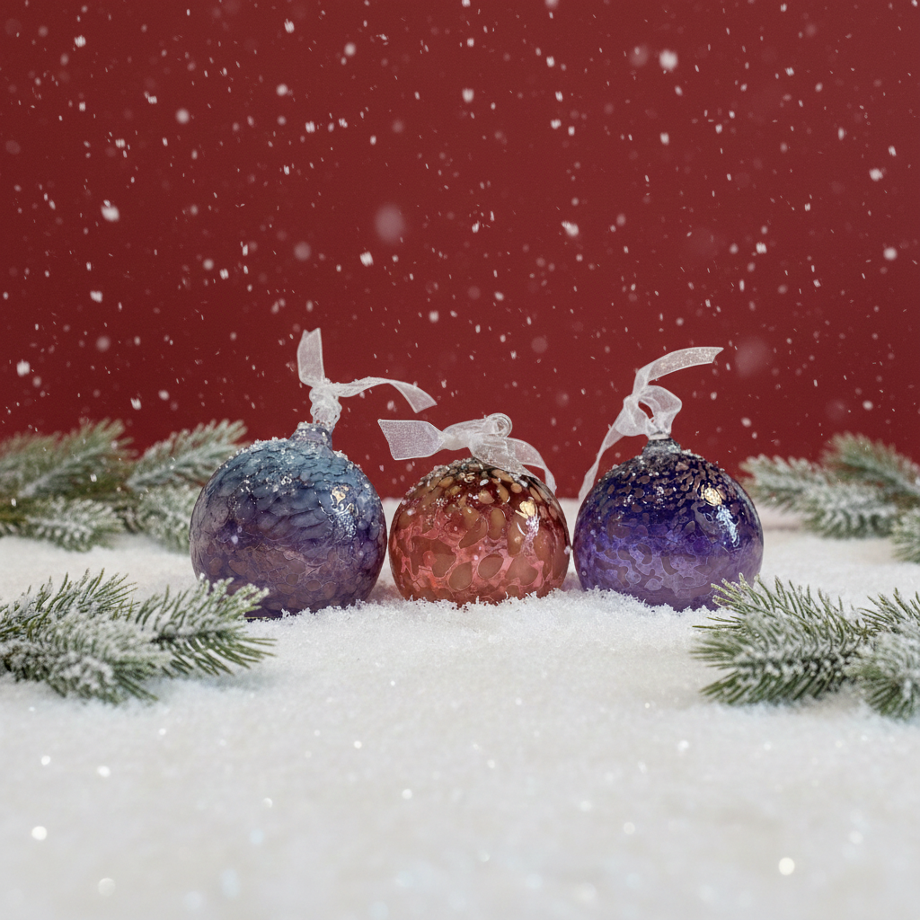 Pink Moon, Blue Moon & Purple/Blue Moon Ornaments — Hand-Blown Glass