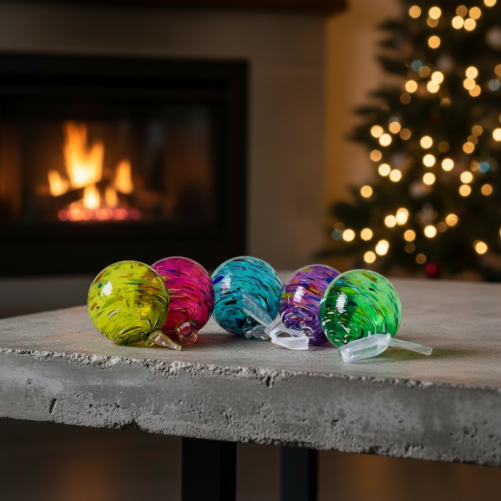 Confetti Swirl Blown Glass Ornaments