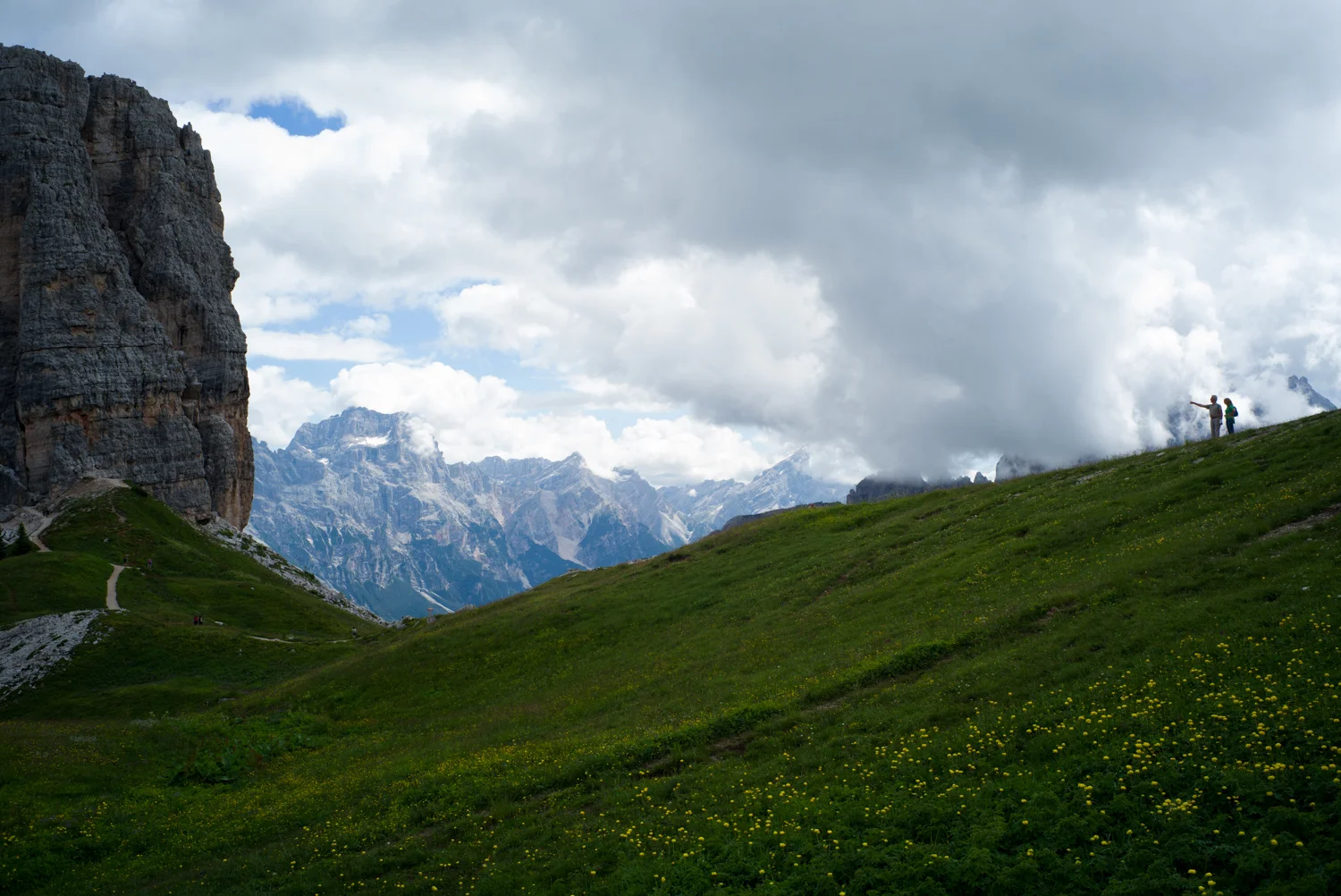 Hikers at the Cinque Torri