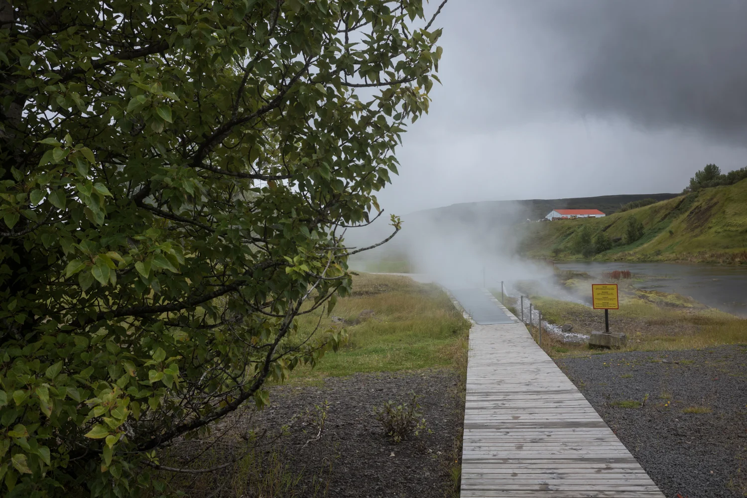 A path at the Secret Lagoon, in Flúðir