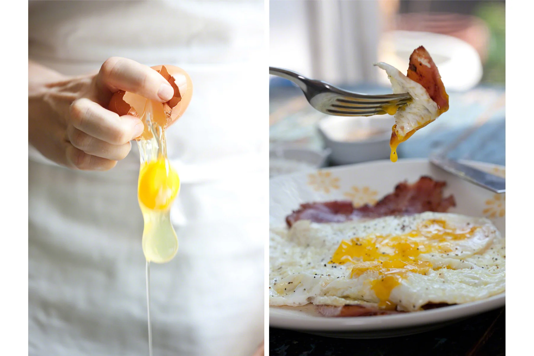 Cracking an Egg; Fried Eggs and Ham