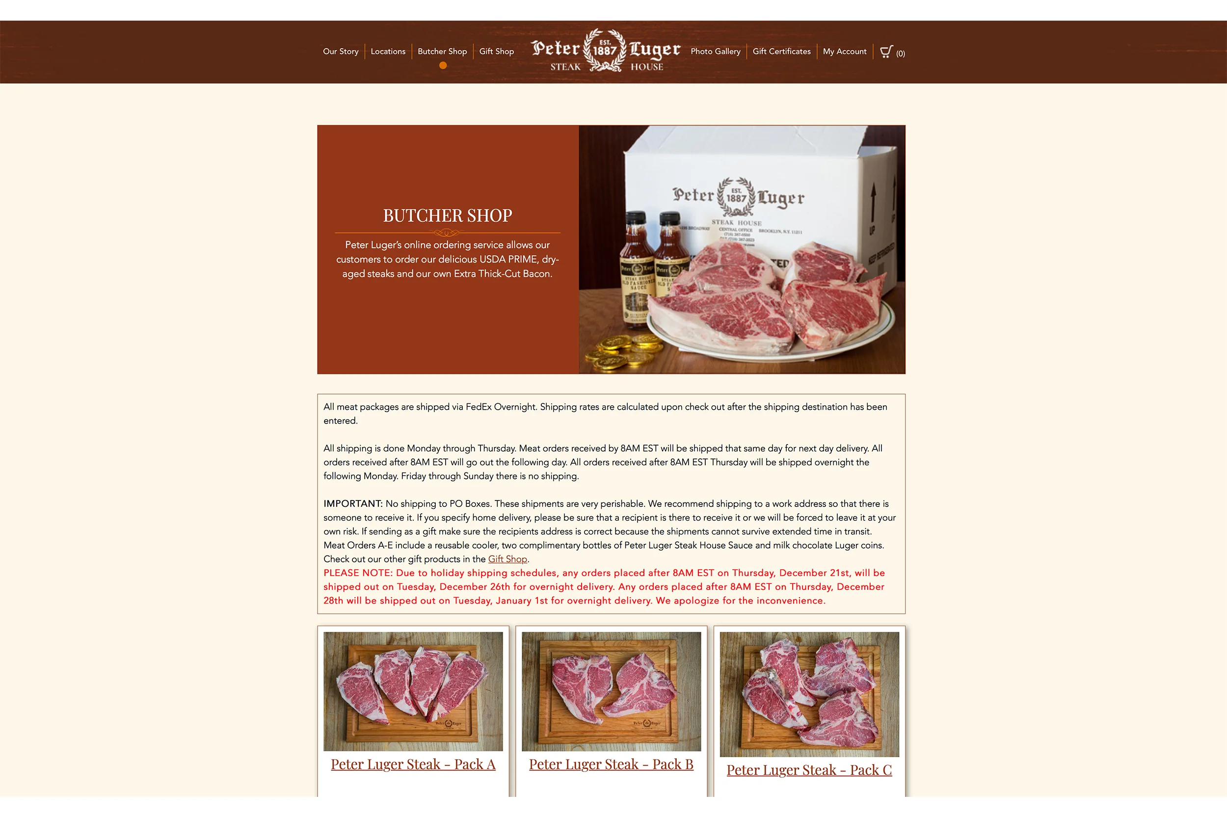Peter Luger Steakhouse - Steaks for Sale