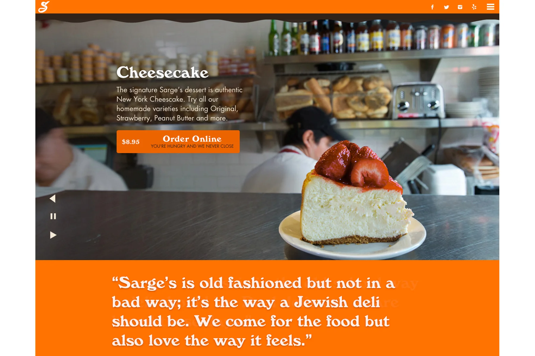 Michael Berman Food Photography - Sarge's Delicatessen Website