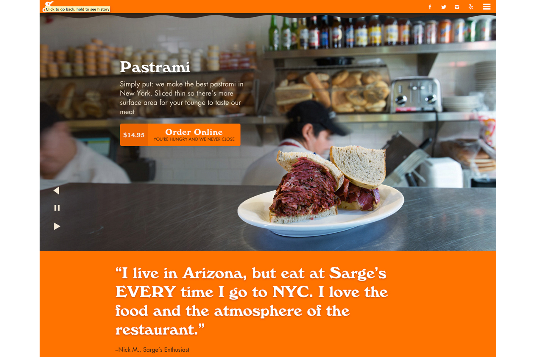 Michael Berman Food Photography - Sarge's Delicatessen Website