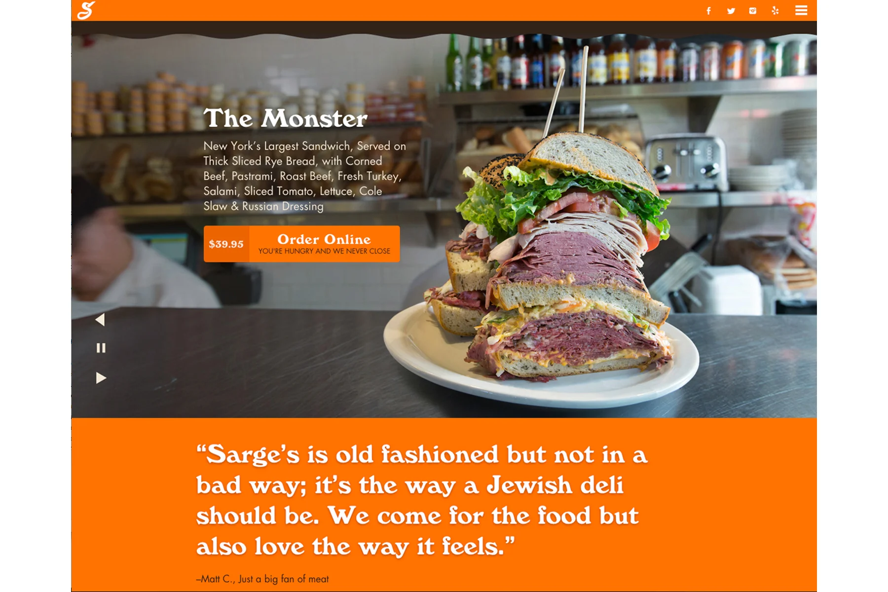 Michael Berman Food Photography - Sarge's Delicatessen Website