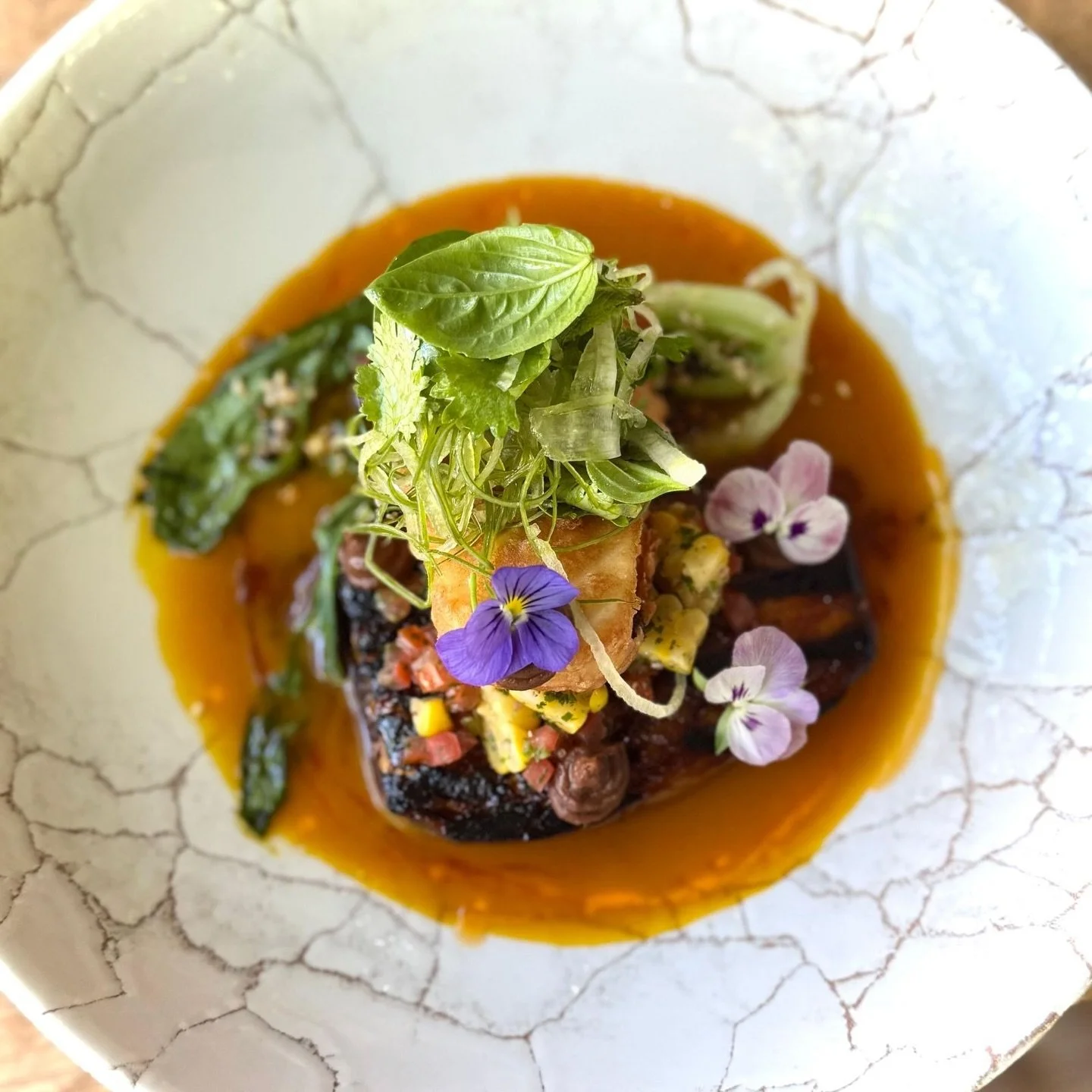 New on the Blackboard. 

Perfect for a relaxed lunch, a glass of wine and unhurried time at the table.

Fresh, vibrant and made for easy afternoons in Franschhoek. 

&bull; Glazed Aubergine
Tempura Tofu, Black Bean Paste, Pico de Gallo, Carrot Apple 
