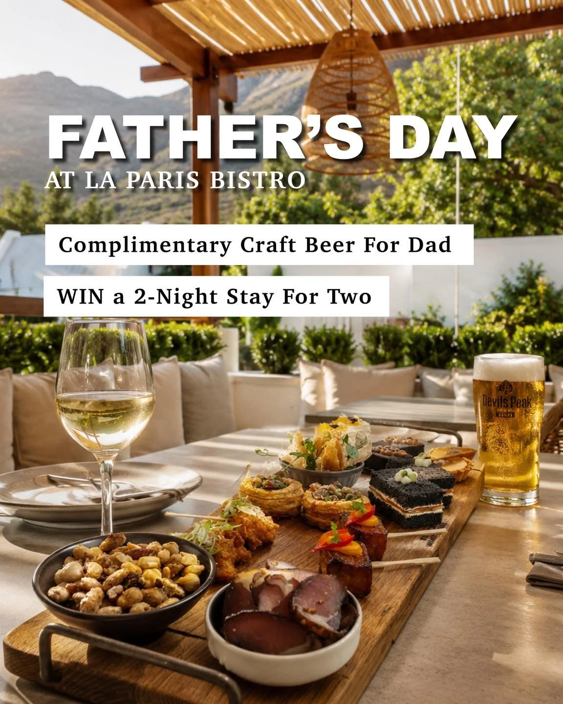 Father&rsquo;s Day bookings are now open.

Join us at La Paris Bistro this Father&rsquo;s Day for a relaxed afternoon in the heart of the Cape  Winelands, celebrating the dads, grandfathers and father figures who mean the most.

Enjoy a specially cur