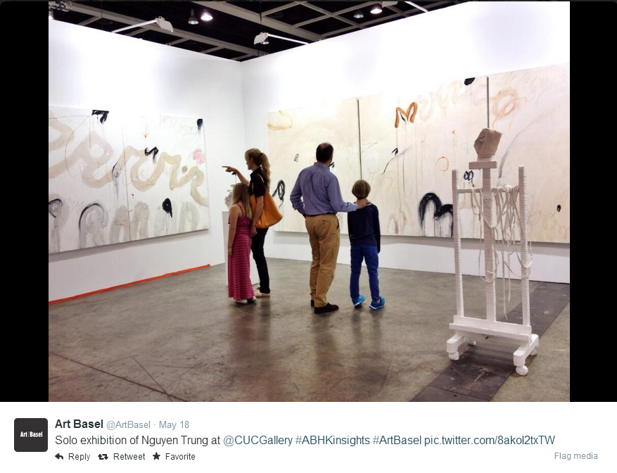 Art Basel twitter official page on Nguyen Trung's first solo show at Art Basel Hong Kong