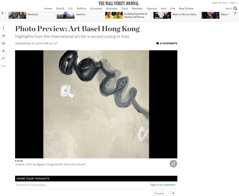 Wall Street Journal online on Nguyen Trung's artwork "a aaa a"