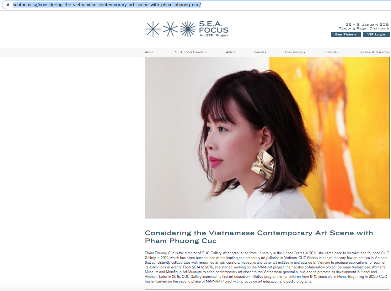 CUC Gallery interviewed for The seafocus.sg (the S.E.A FOCUS official page), Singapore