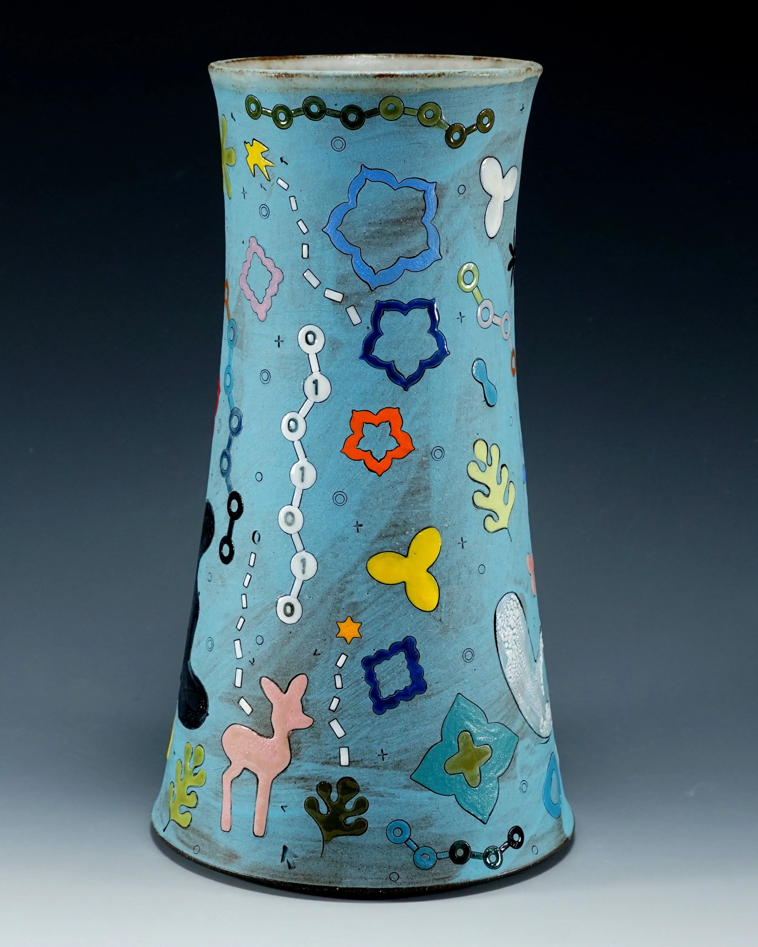 Blue Vase with Deer Motif