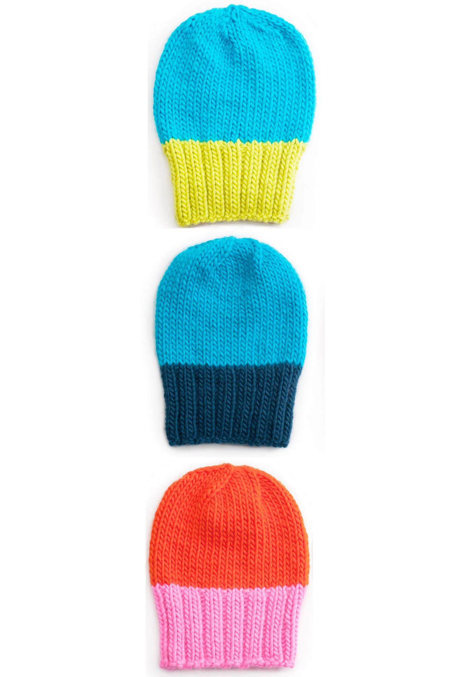    BROOKLYN BEACH  S/S 14   Beach Hat   Hand Knit Neon Beanie   100% Merino Wool Roving  