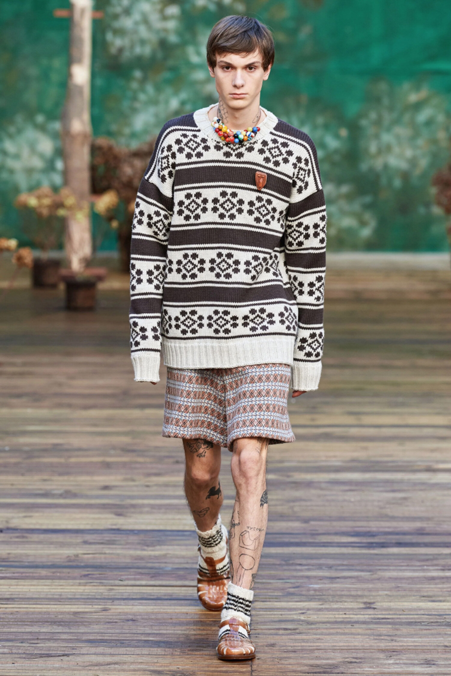 Bode A/W 20 Willowbrook Sweater Bulky fairisle drop sleeved sweater 100% Merino Wool