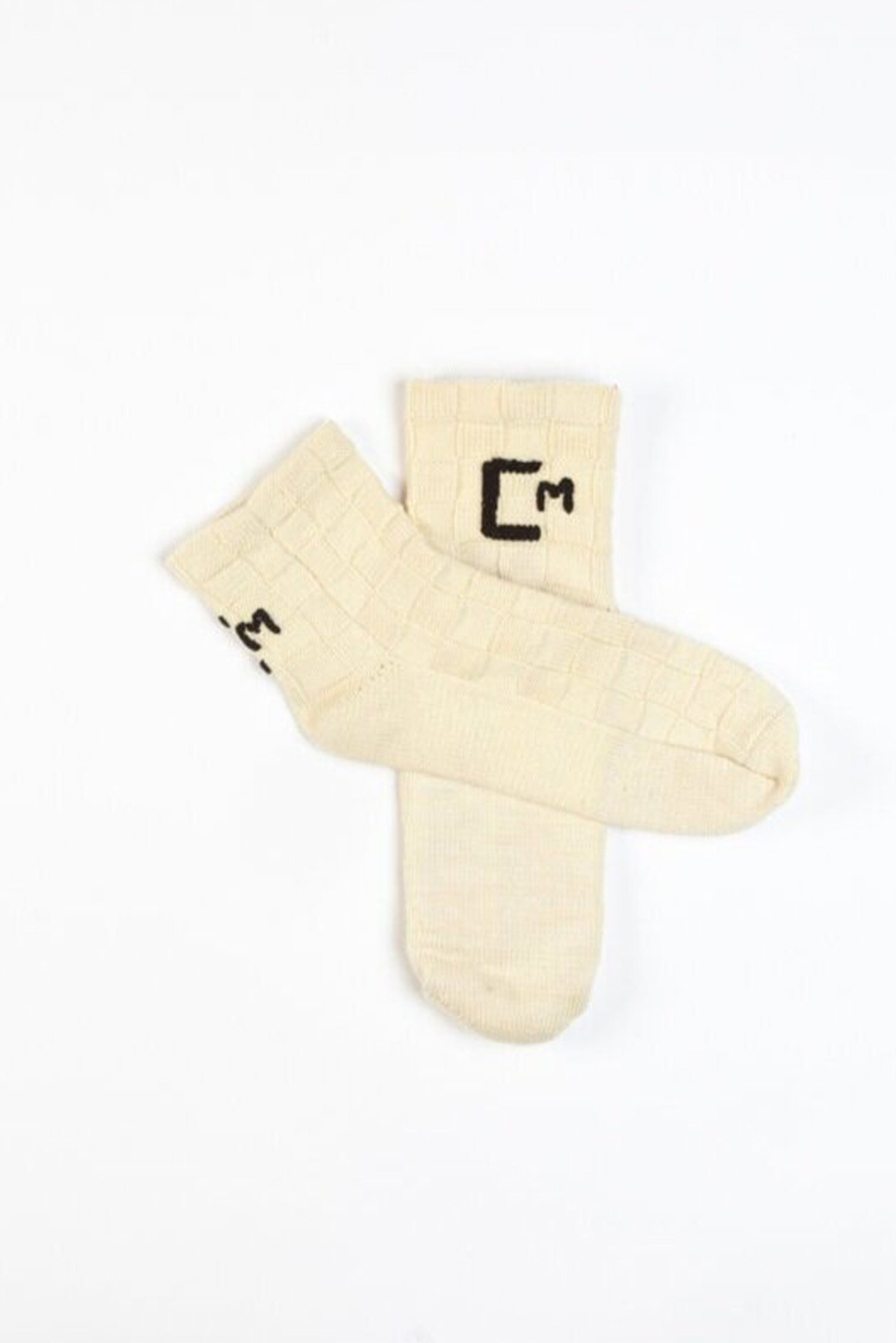 Connor McNight A/W 20/21 Tile Knit Socks Custom tile pattern crew socks with embroidered logo. 100% Merino Wool
