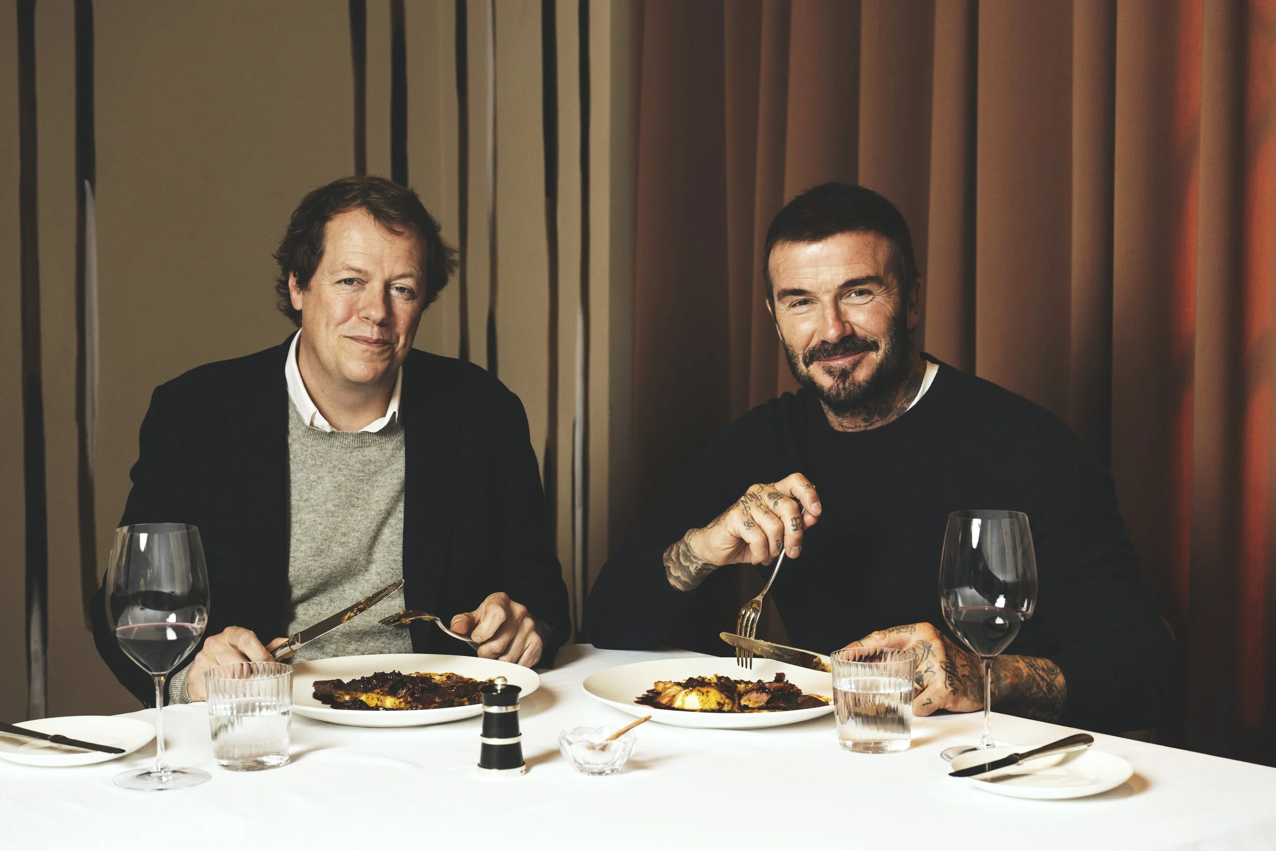 David Beckham dining with Tom Parker Bowles at Claridge's discussing his favourite dish for Country Life Magazine