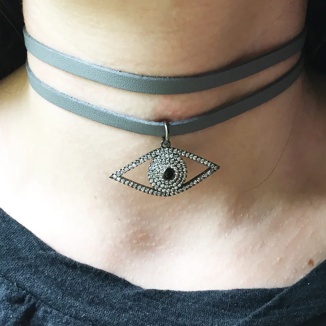 Double Wrap Grey Leather Pave Eye Clear.jpg