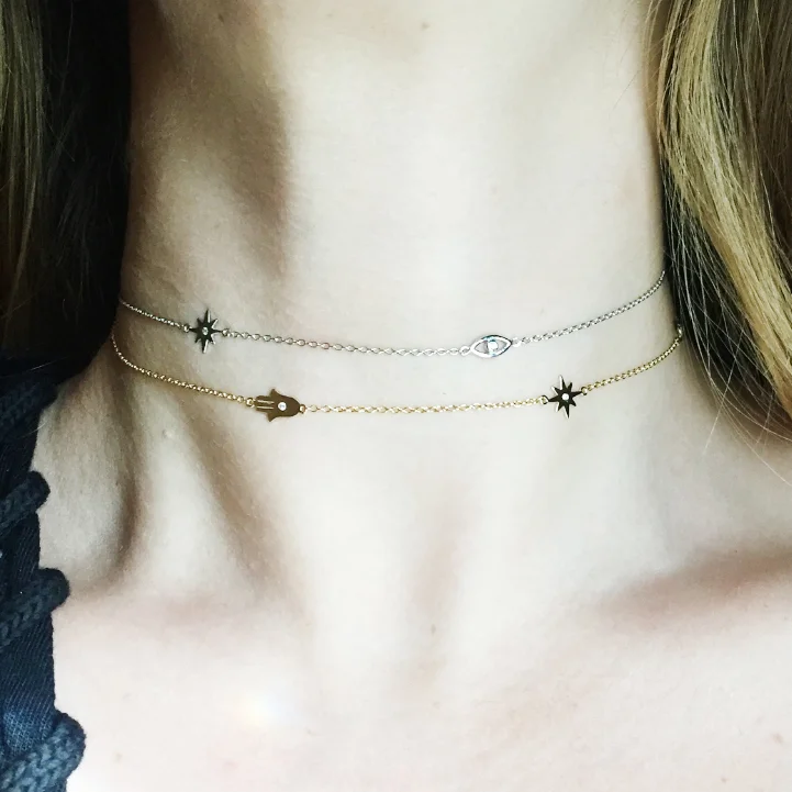 Starburst Hamsa Evil Eye Choker 
