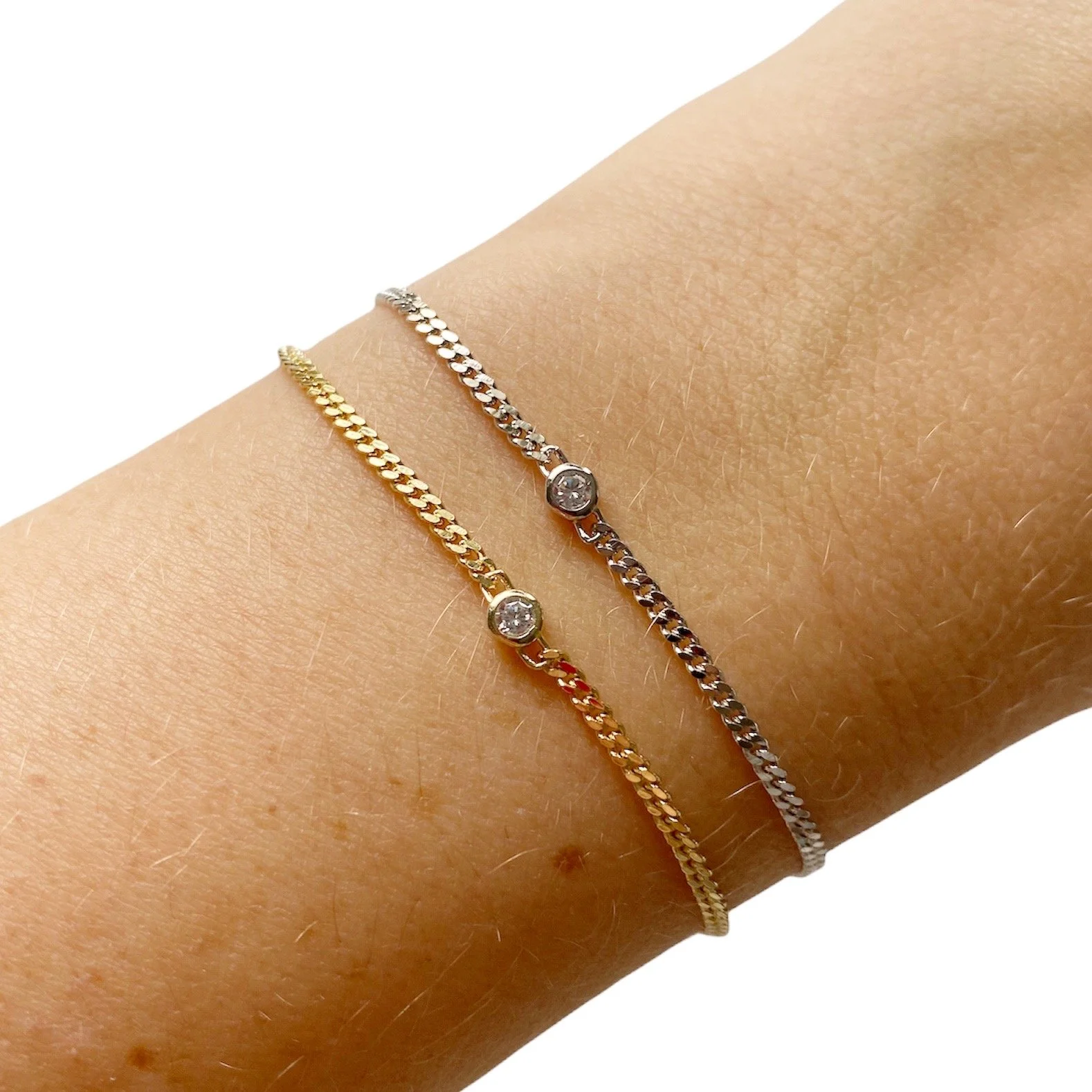 Single Stone Mini Cuban Chain Bracelet 