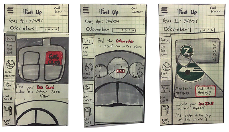 We created sketches to test our ideas on paper first