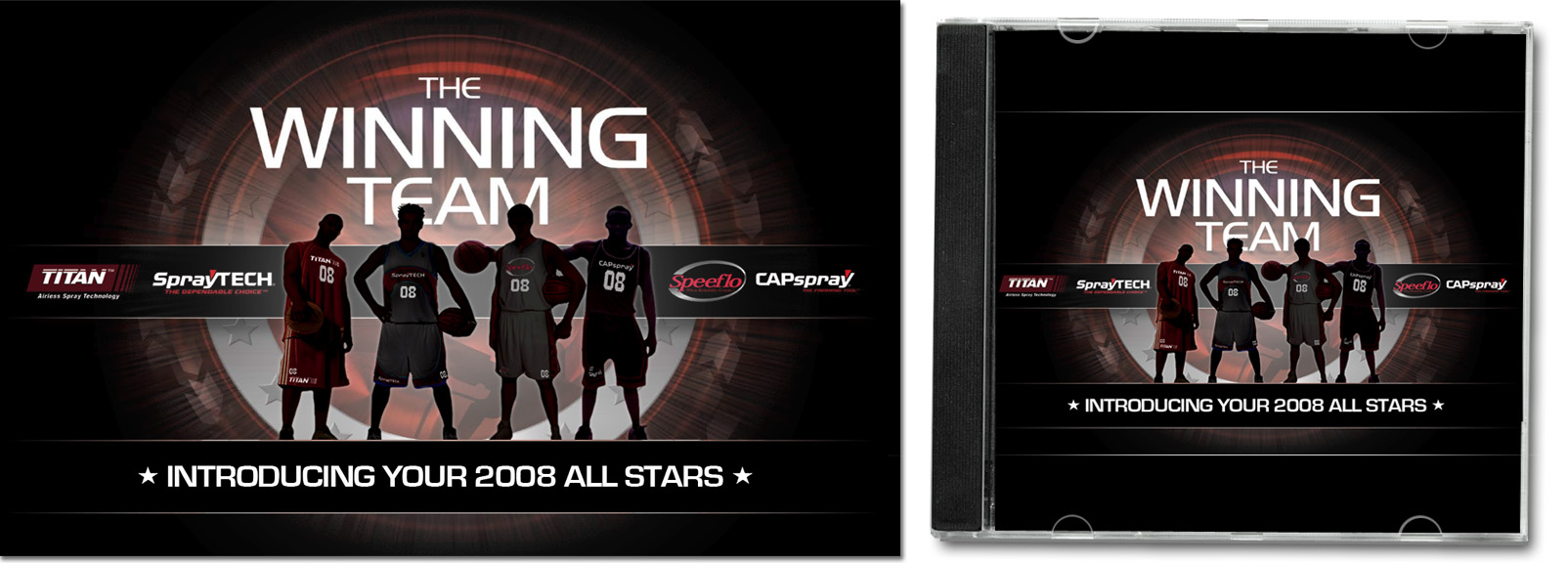 Poster and DVD highlighting new products.