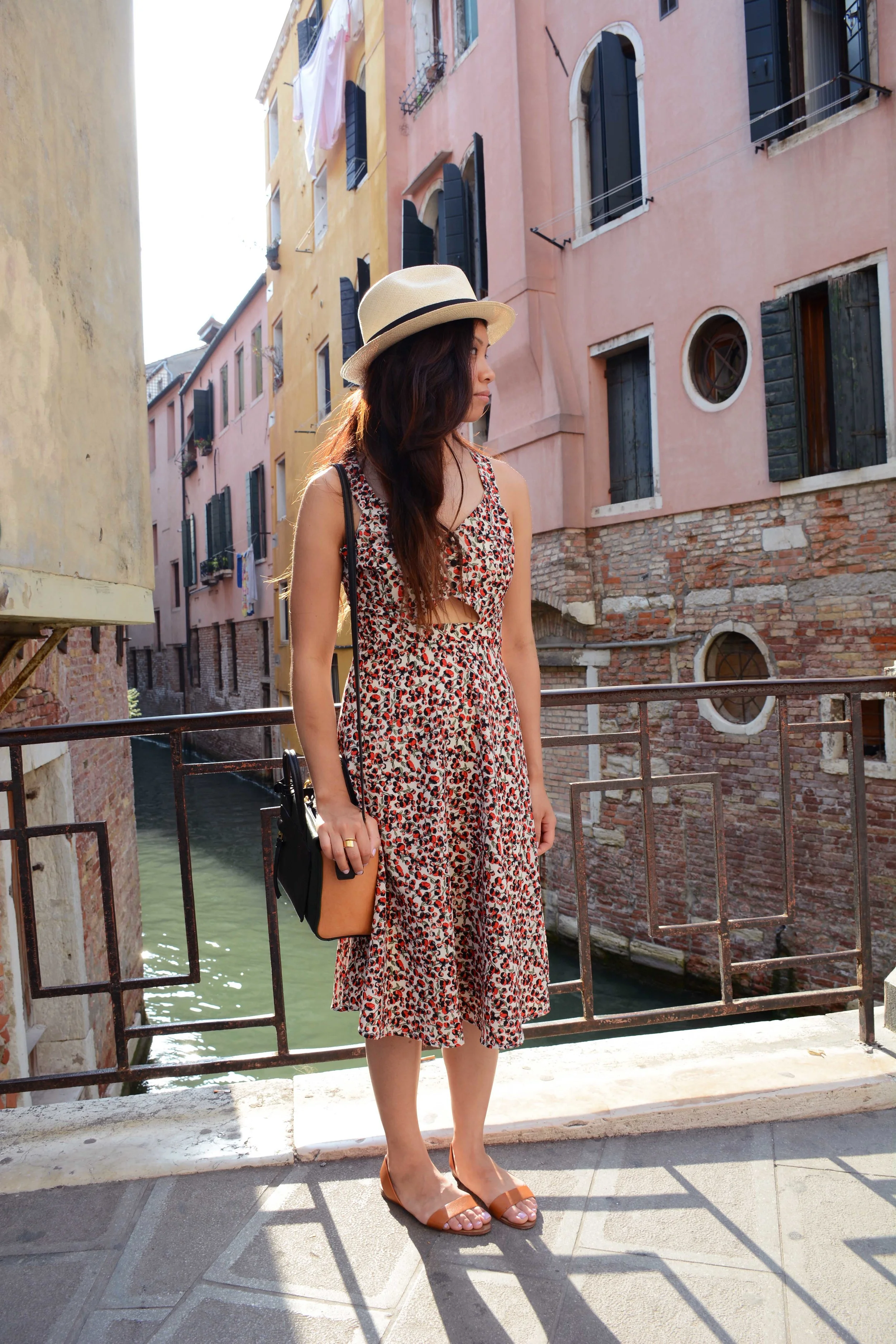 Summer sundress, comfy sandals, panama hat, and messy vacation hair, check.