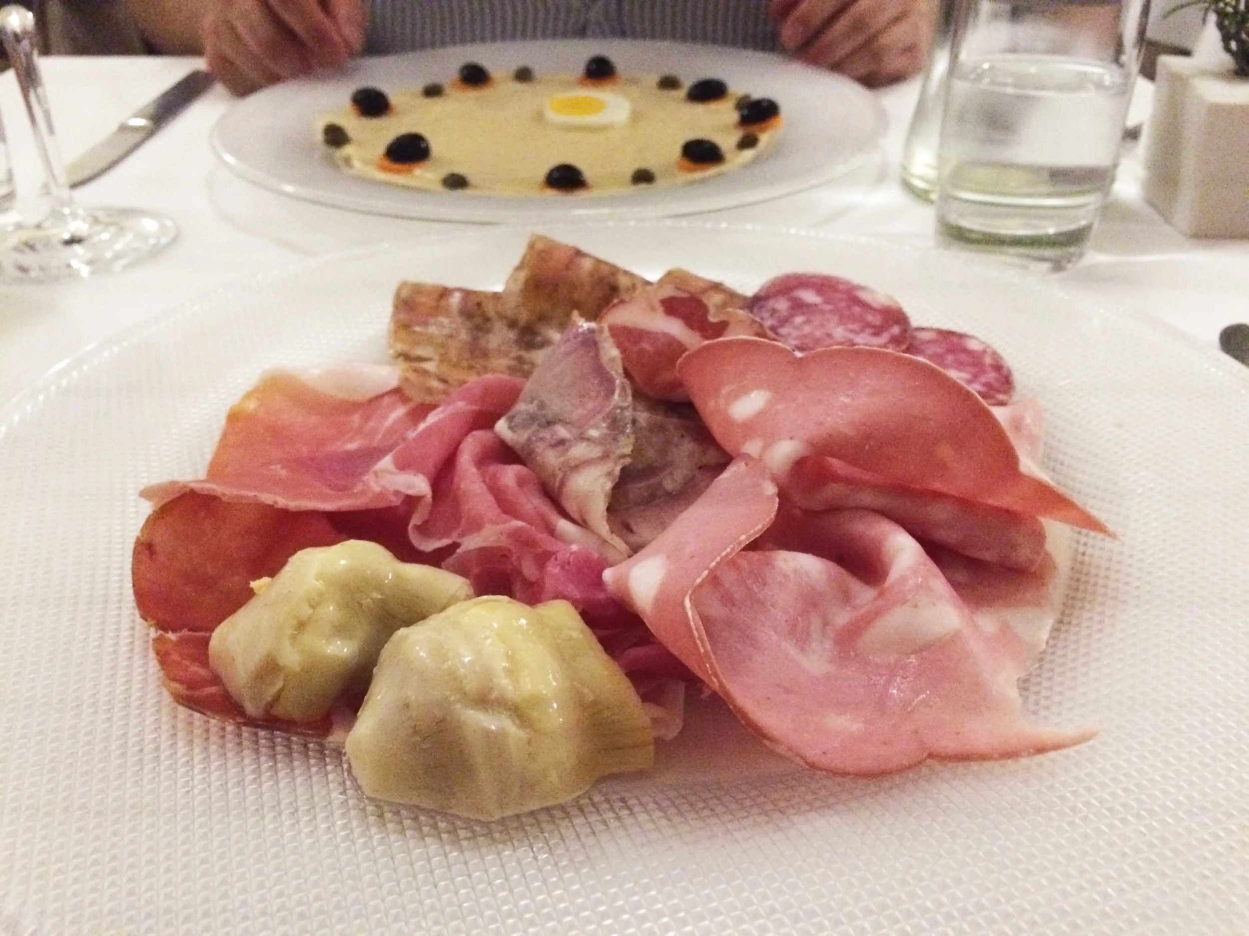 A sampler of charcuterie.