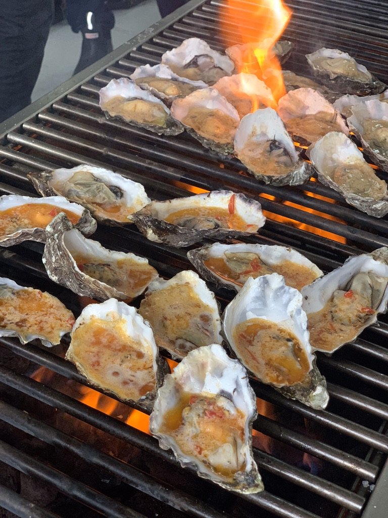 Grilled oysters