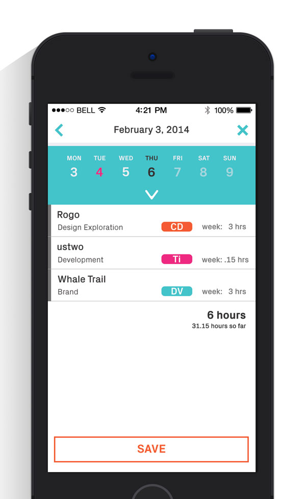 The user will be able to switch dates by swipping sideways or tapping on the header to display the calendar view.