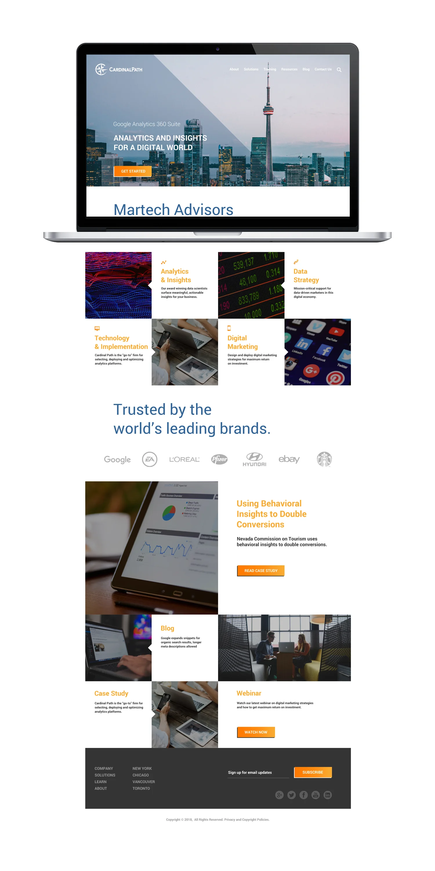  Cardinal Path needed a refresh of their website which felt clunky, stale and dated. More importantly, they needed a website that better reflected that they are leaders in their field.  We designed a web interface that was clean, fresh and confident.