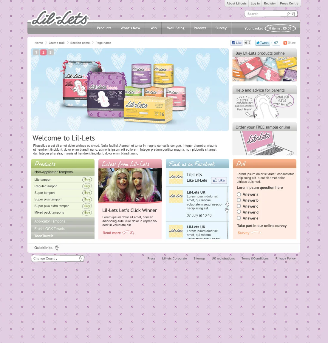  Working with BigDog (Formerly Big Communications) in the UK. We redesigned the Lil-Lets website to give it a fresher and more feminine look while also making it simpler for users to find products, learn about different features and access helpful he