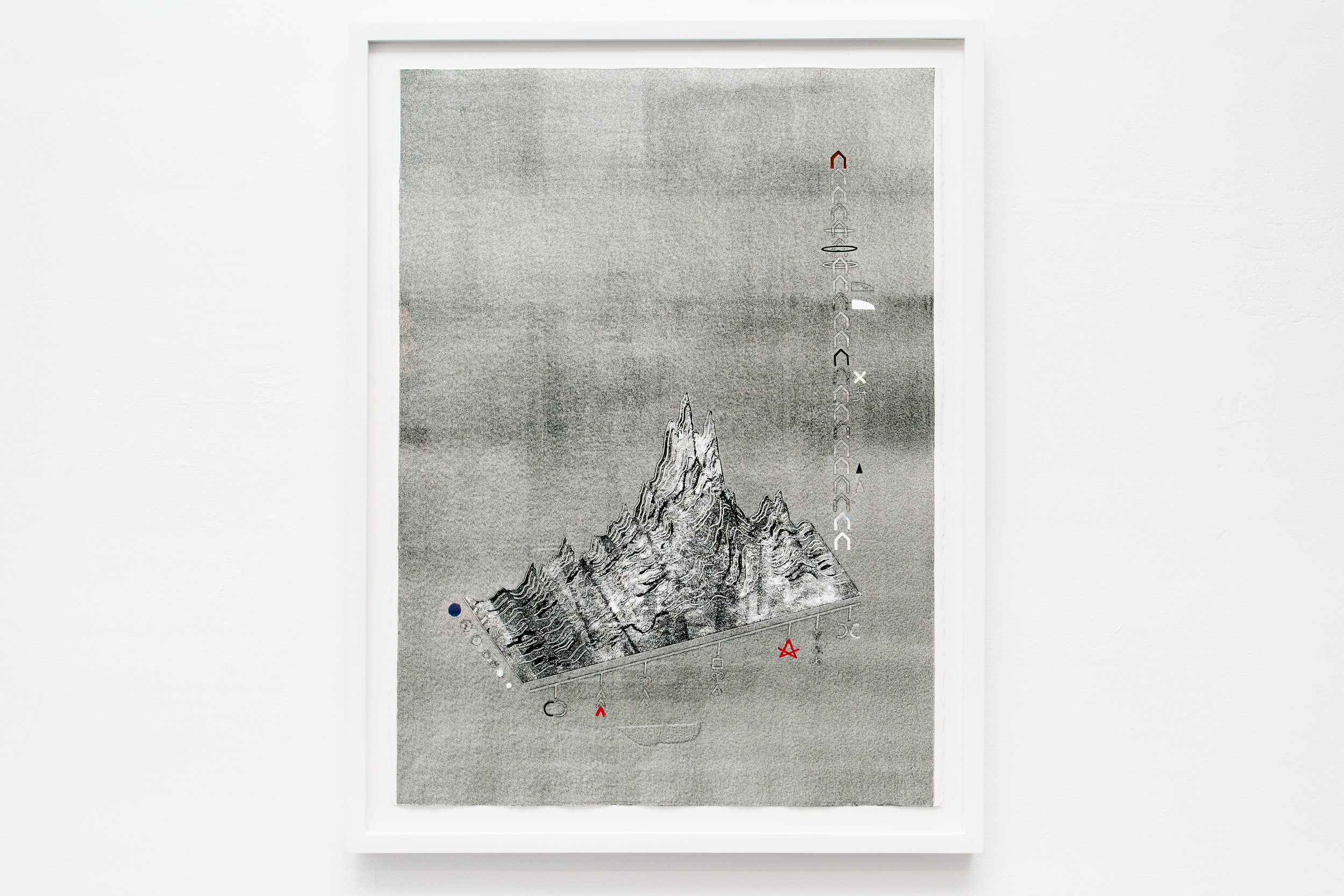 Darling schematic (diagram of a hypochondria spell), 2015, monotype print on Rives BFK, 22" x 30"