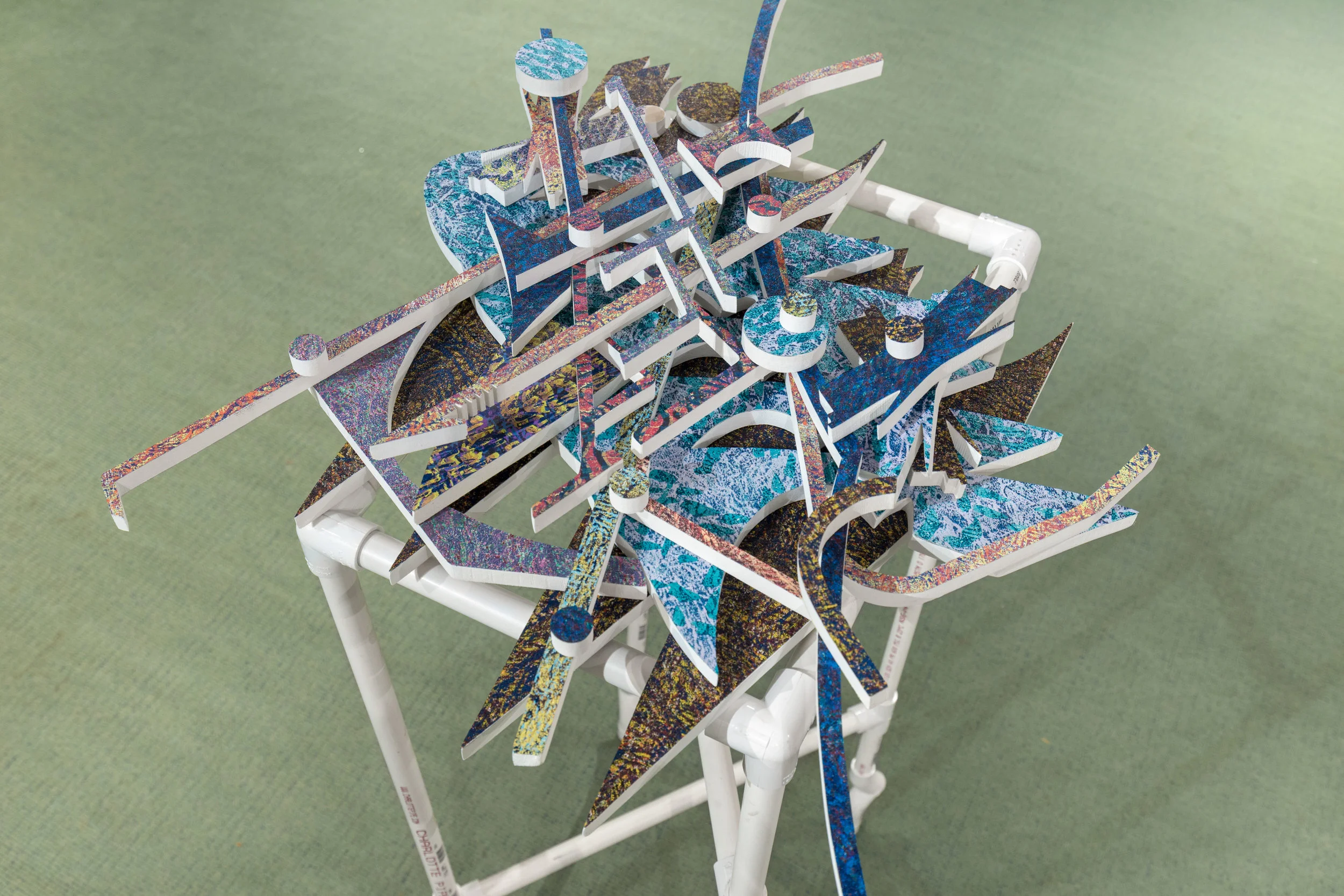 Untitled, Woodblock Print, PVC pipe & MDF board, Shoreline Community College, 2017