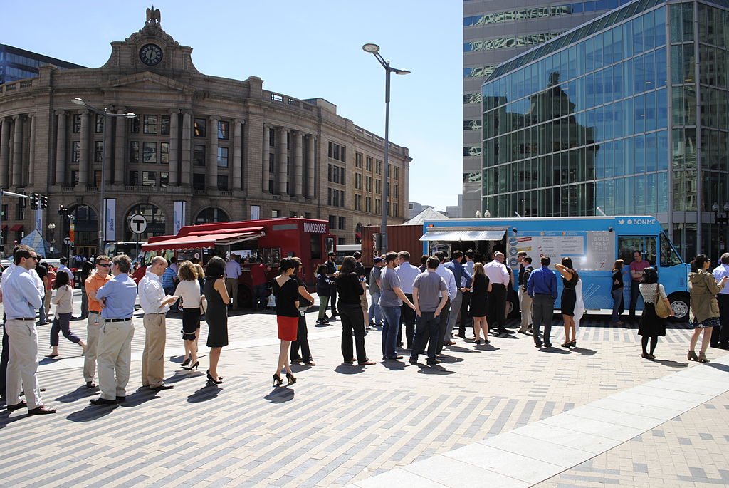 Photo (cc) of food trucks in Dewey Square, Boston by Hellogreenway and published under a Creative Commons license. Some rights reserved.