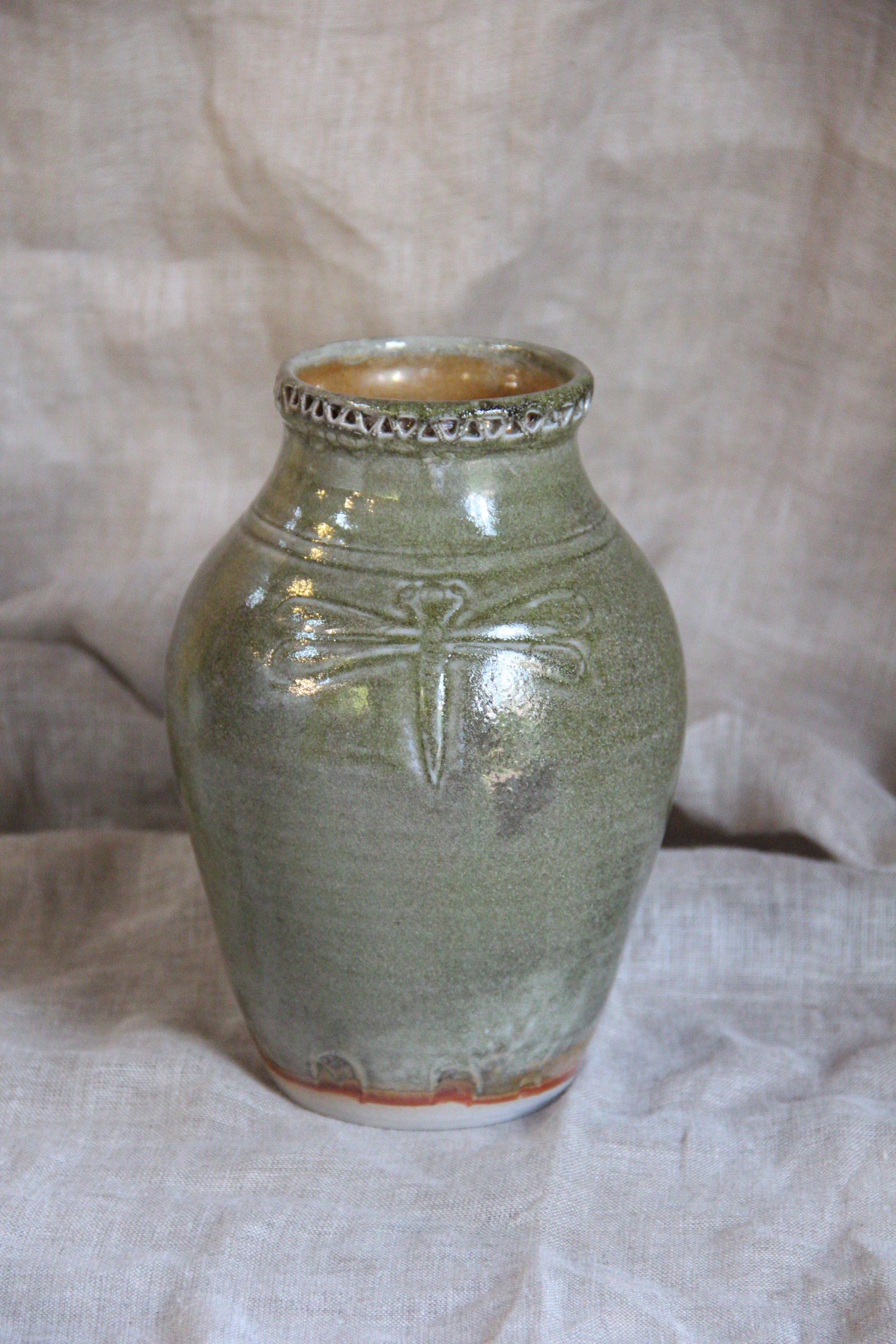 Green Dragon Fly Vase