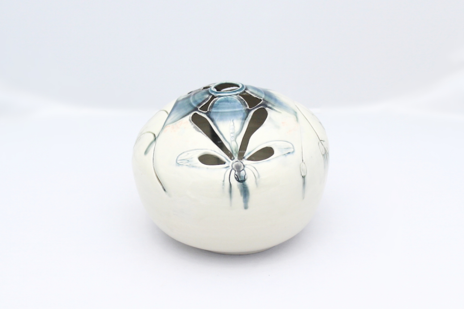 White Dragonfly Vase