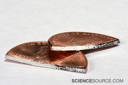 Cut Penny to Show Zinc Inside