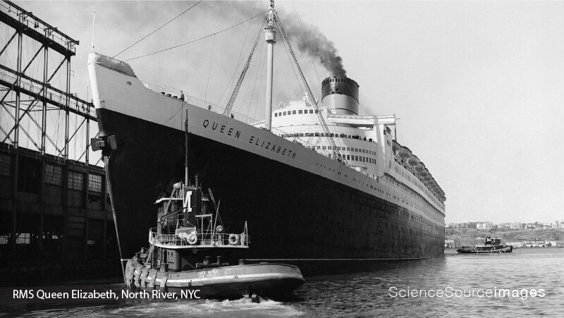 RMS RMS QUEEN ELIZABETH Steamship, Hudson River, NYC
