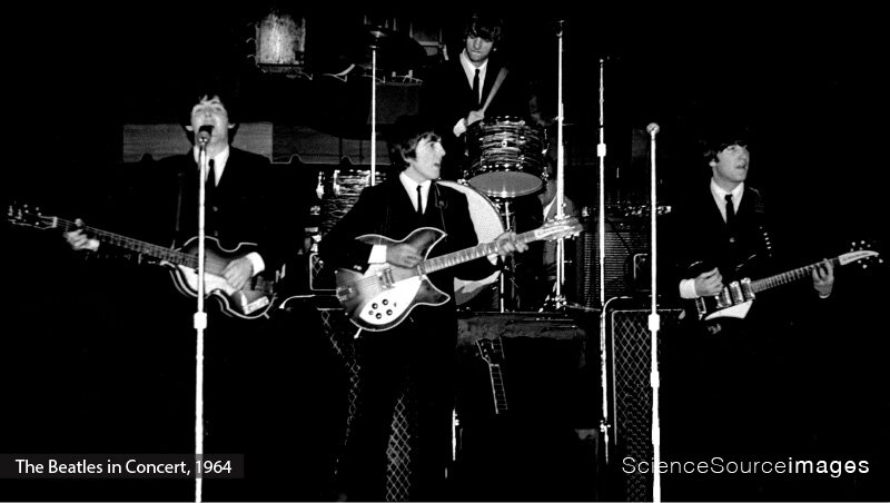 THE BEATLES CONCERT, 1964, John Lennon, Paul McCartney