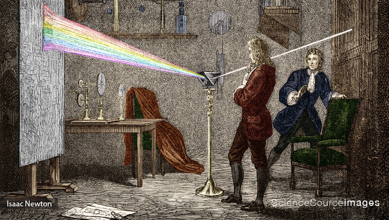 ISAAC NEWTON USING A PRISM