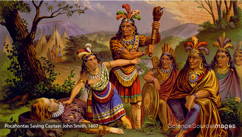 POCAHONTAS SAVING CAPTAIN JOHN SMITH, 1607