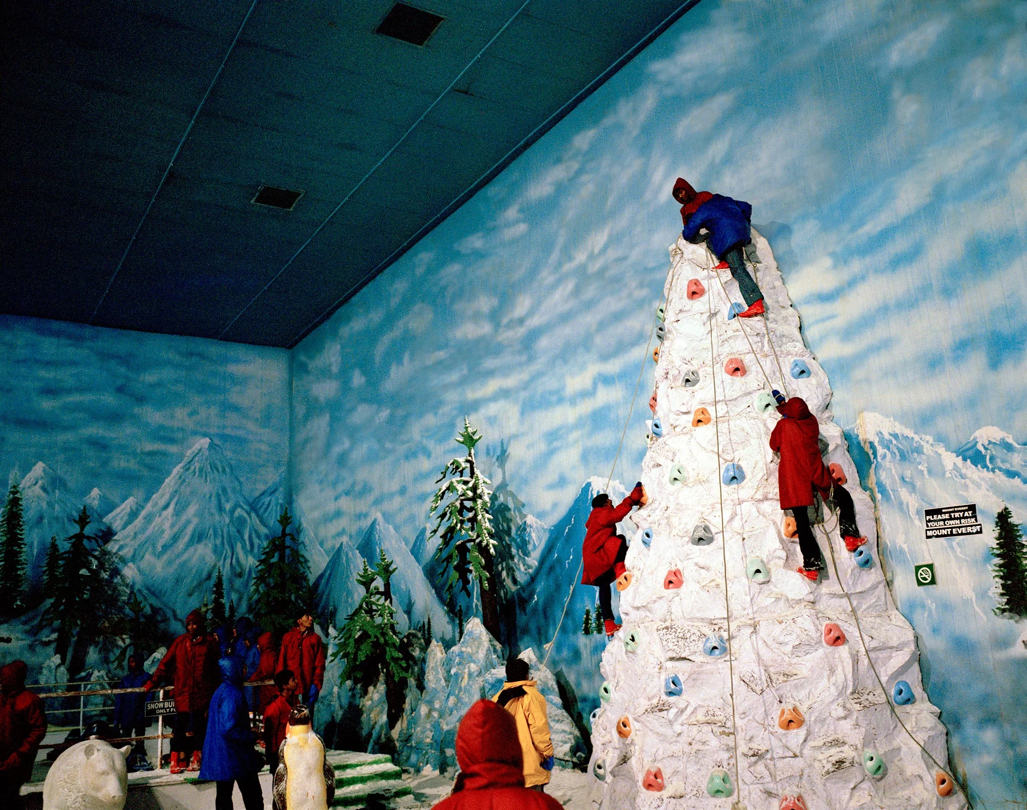 indian tourists climbing mount everest snow world theme park hyderabad