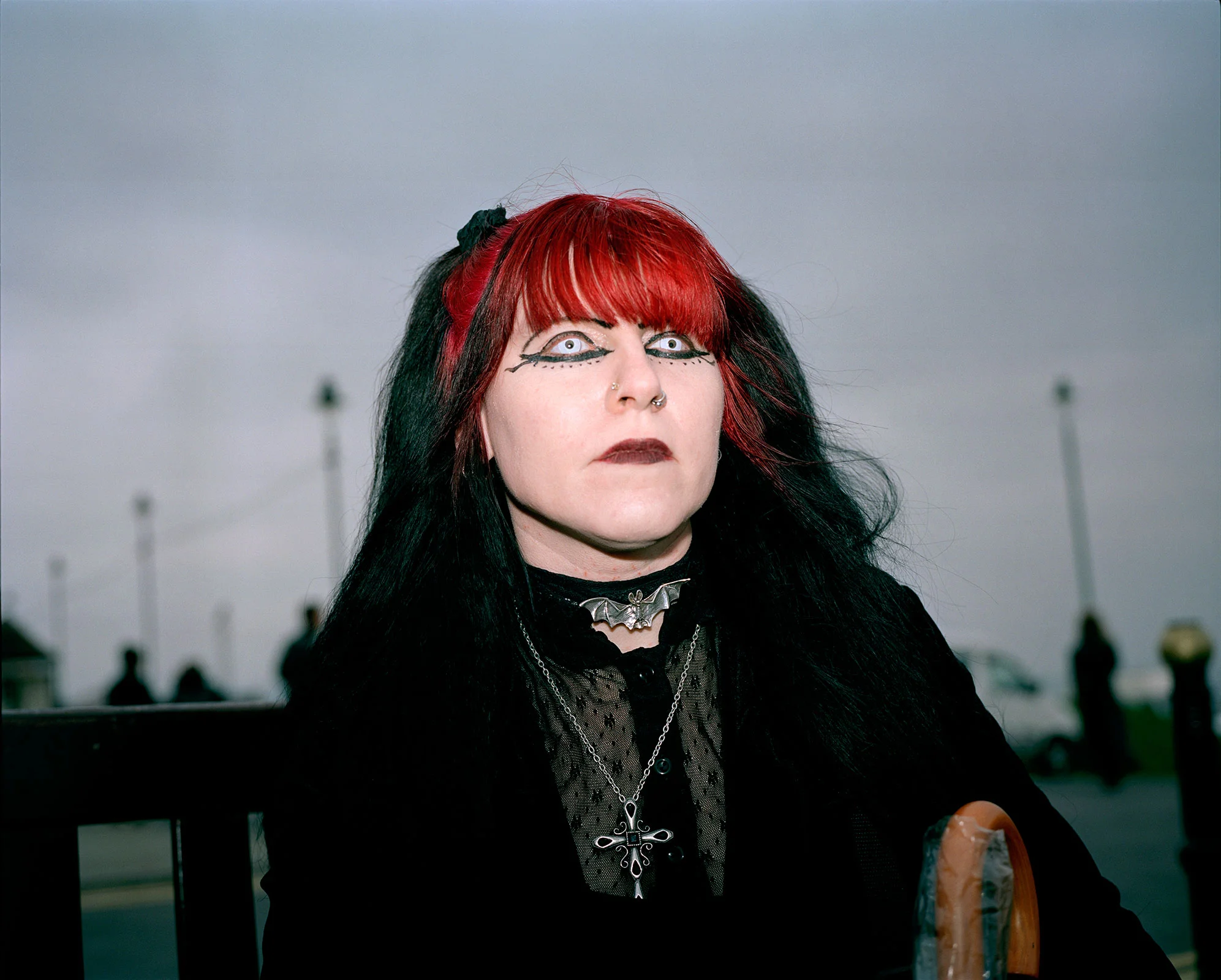 goth girl with gothic makeup during Whitby Goth weekend